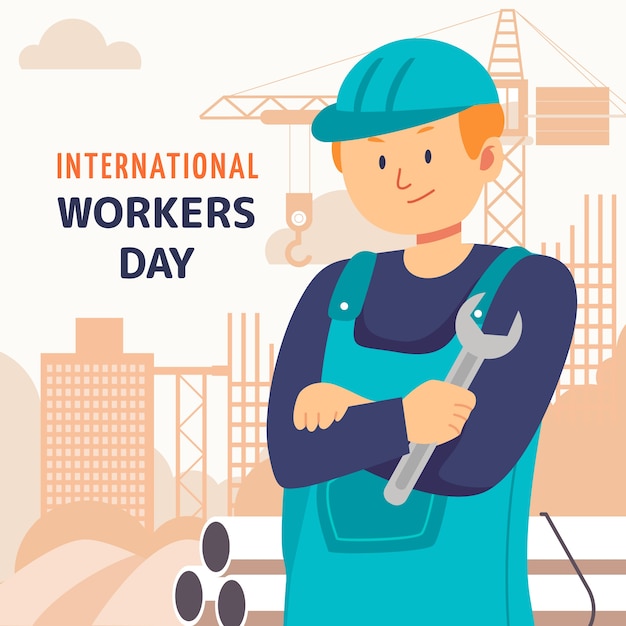 Platte internationale arbeidersdag illustratie