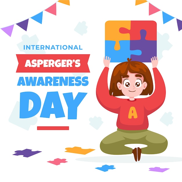 Platte internationale asperger dag illustratie