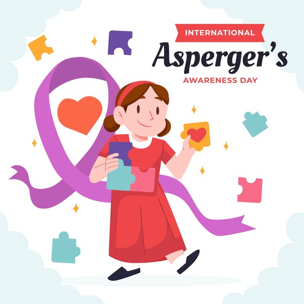 Platte internationale asperger dag illustratie