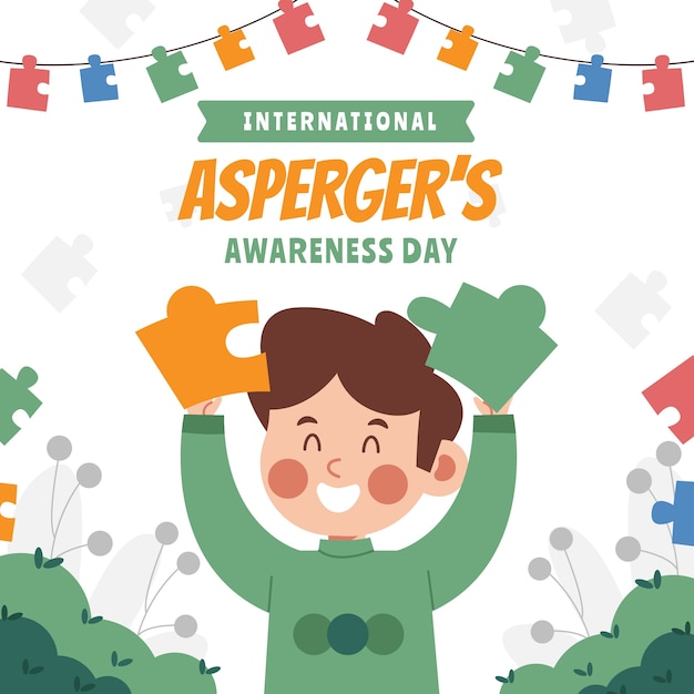 Platte internationale asperger dag illustratie