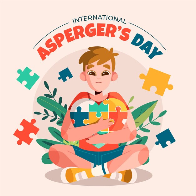 Platte internationale asperger dag illustratie