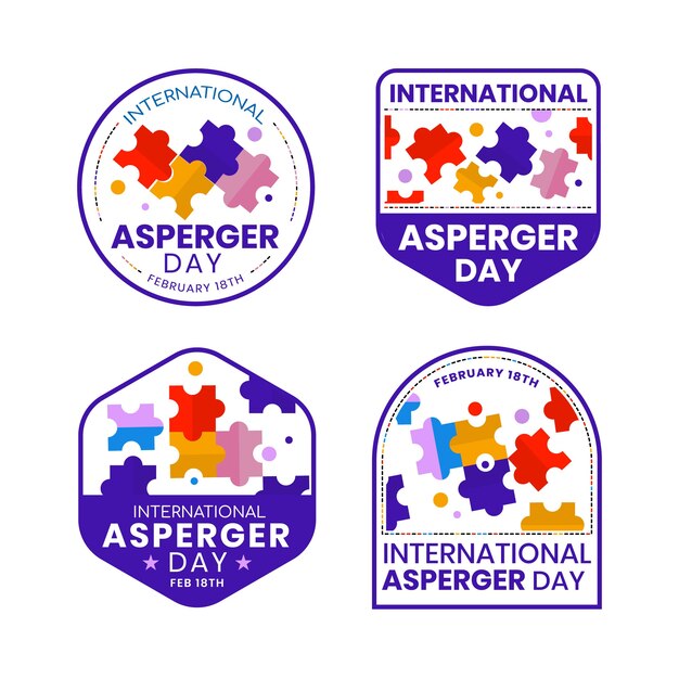 Gratis vector platte internationale asperger-dagbadgescollectie