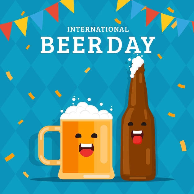 Platte internationale bierdag illustratie