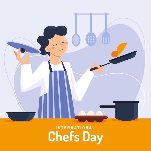 Platte internationale chefs dag illustratie