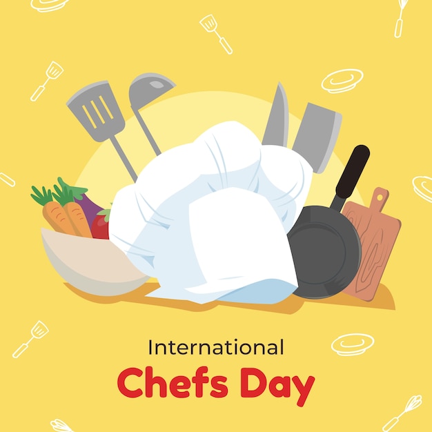 Gratis vector platte internationale chefs dag illustratie