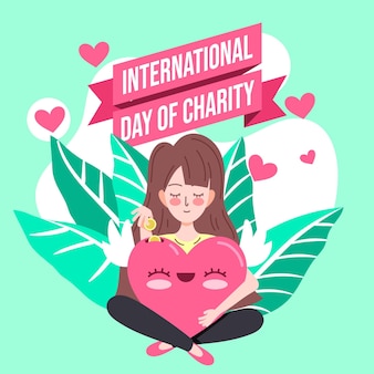 Platte internationale dag van liefdadigheid Gratis Vector