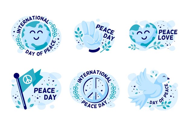 Gratis vector platte internationale dag van vredesetiketten