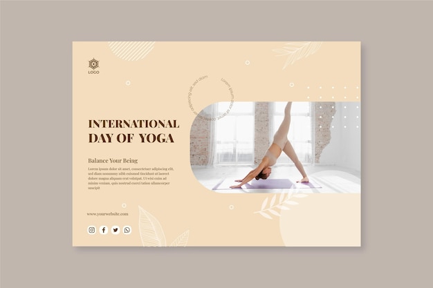 Platte internationale dag van yoga-banners instellen