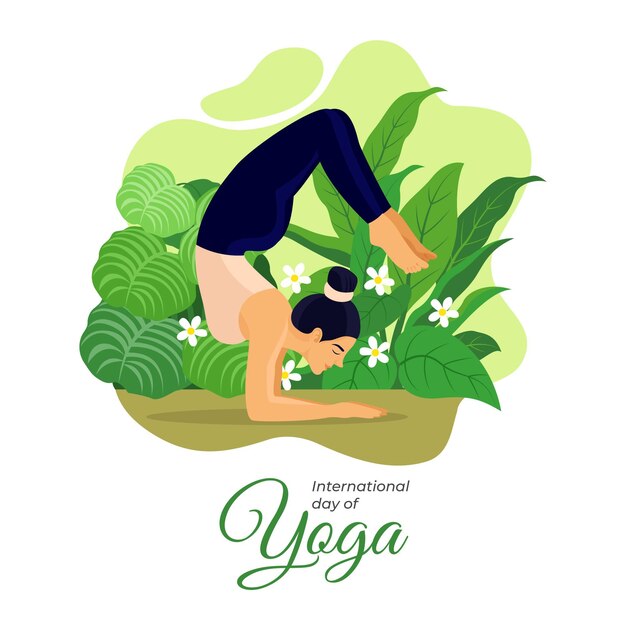 Platte internationale dag van yoga illustratie