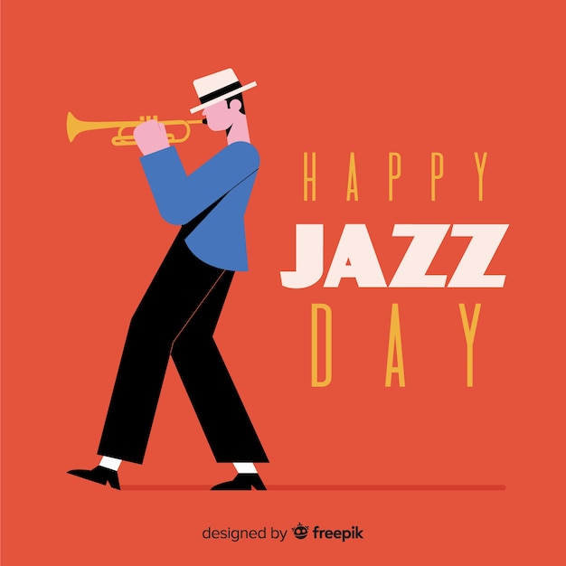 Gratis vector platte internationale jazz-dag achtergrond