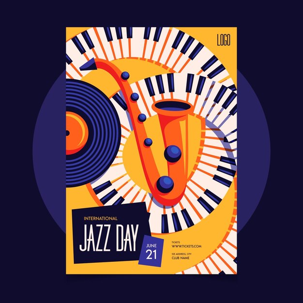 Platte internationale jazz dag poster sjabloon