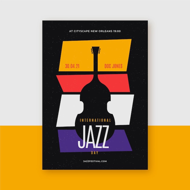 Platte internationale jazz dag verticale poster sjabloon