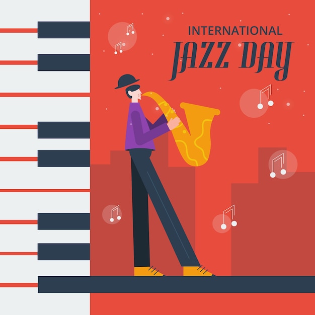 Platte internationale jazzdag illustratie