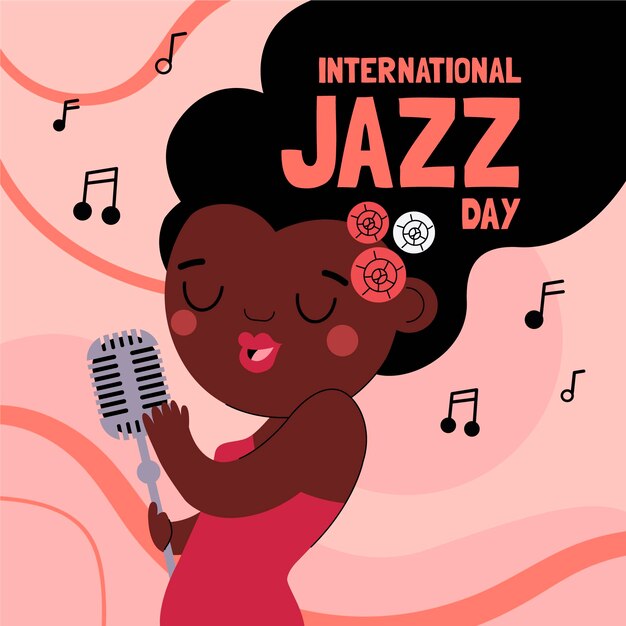 Platte internationale jazzdag illustratie