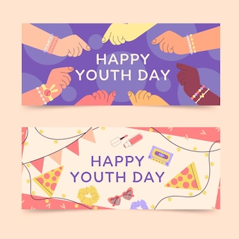 Platte internationale jeugddag banners set
