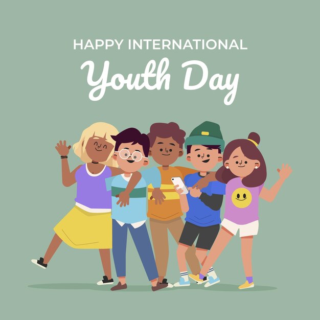 Platte internationale jeugddag illustratie
