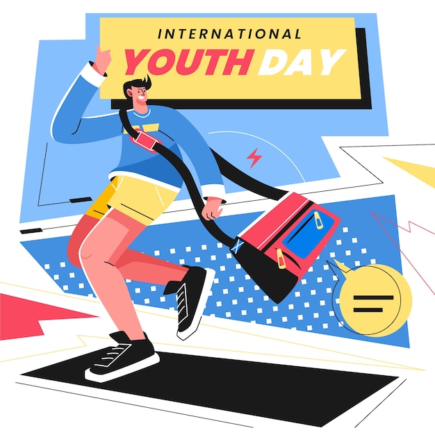 Gratis vector platte internationale jeugddag illustratie