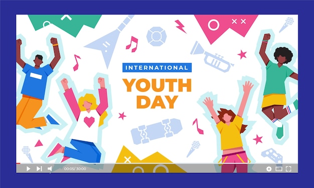 Gratis vector platte internationale jeugddag youtube thumbnail