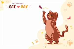 Gratis vector platte internationale kattendag achtergrond