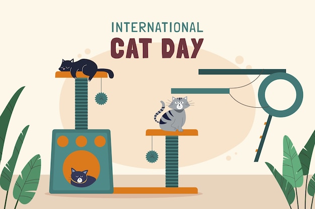 Platte internationale kattendag achtergrond