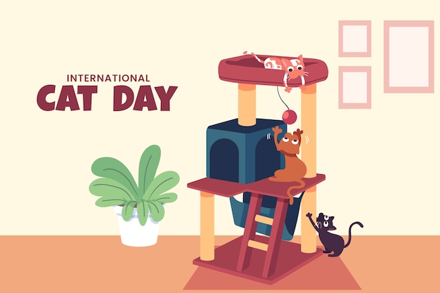 Platte internationale kattendag achtergrond