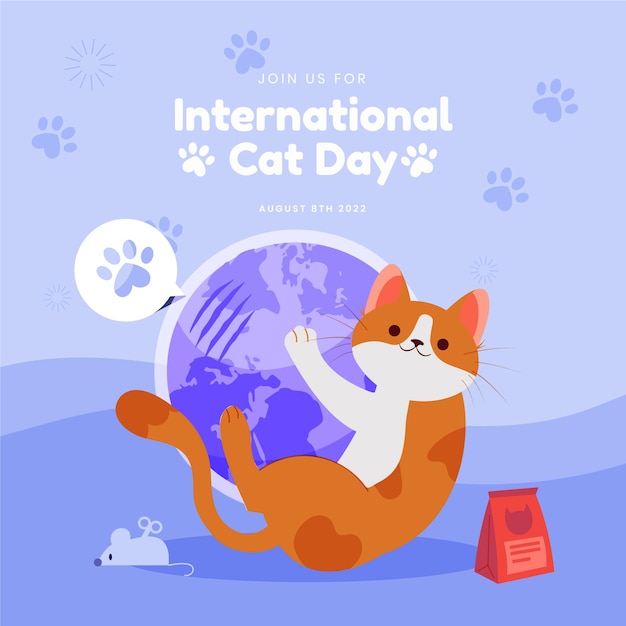 Gratis vector platte internationale kattendag illustratie