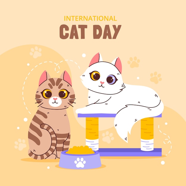 Platte internationale kattendag illustratie