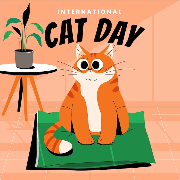 Gratis vector platte internationale kattendag illustratie