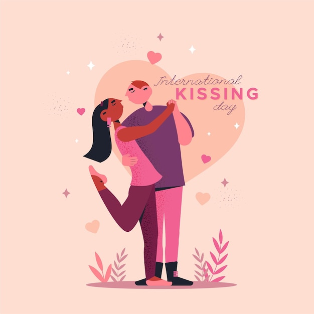 Platte internationale kussende dag illustratie