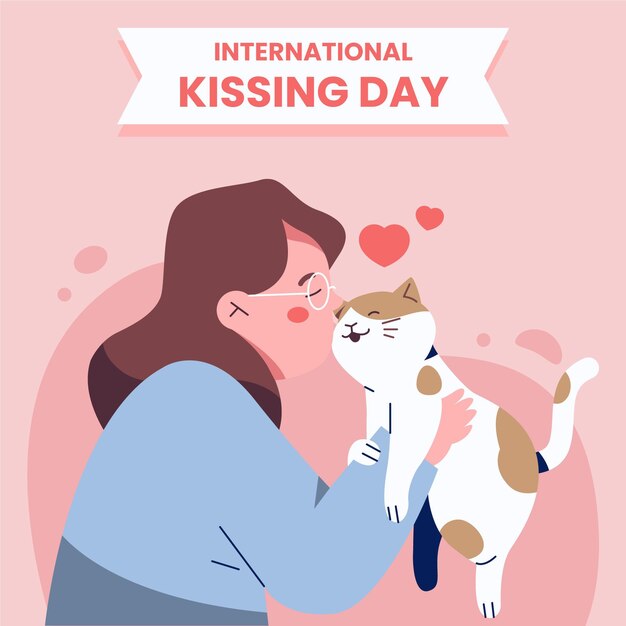 Platte internationale kussende dag illustratie