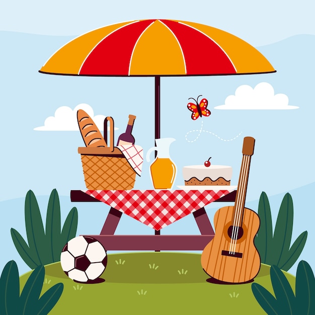 Gratis vector platte internationale picknickdag illustratie