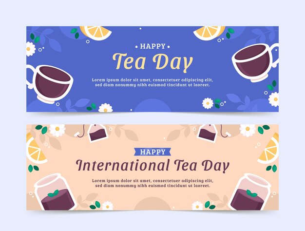 Platte internationale theedag horizontale banners pack