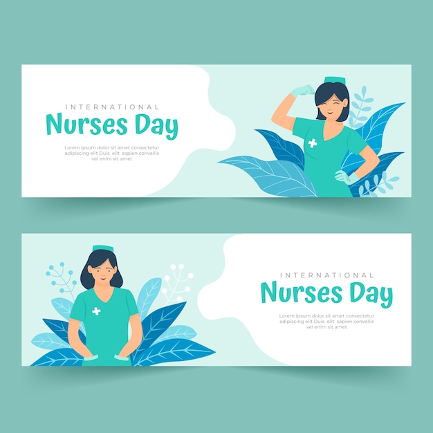 Platte internationale verpleegkundigen dag horizontale banners pack