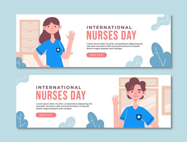Platte internationale verpleegkundigen dag horizontale banners pack