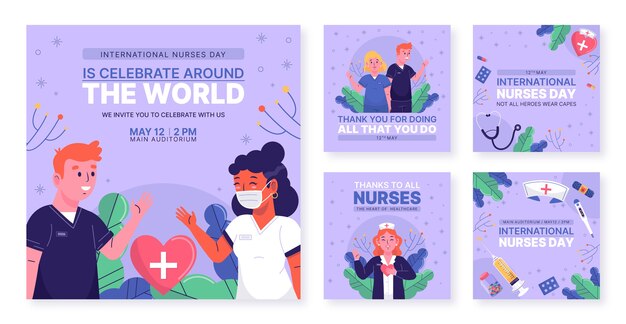 Platte internationale verpleegkundigen dag instagram posts collectie
