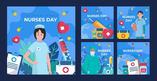 Platte internationale verpleegkundigen dag instagram posts collectie