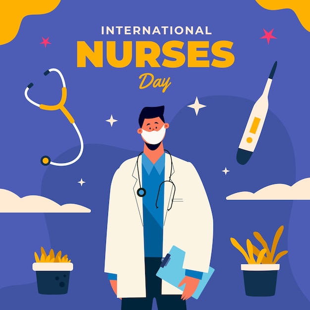 Platte internationale verpleegstersdagillustratie