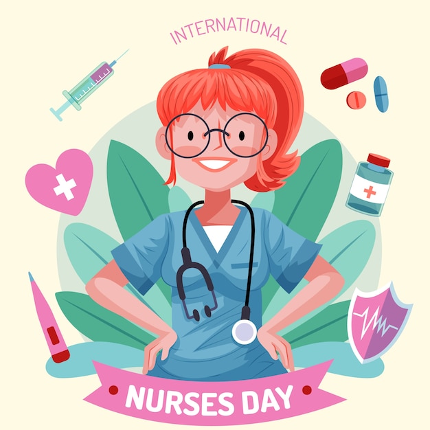 Platte internationale verpleegstersdagillustratie