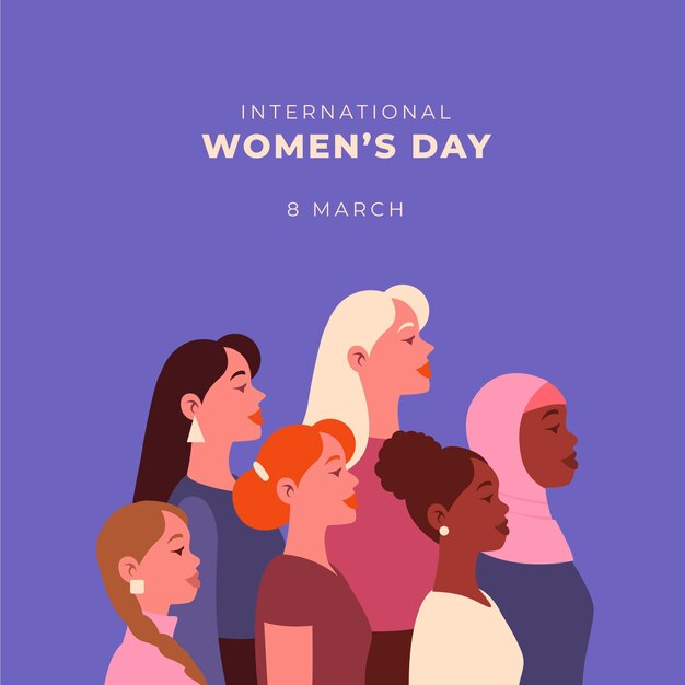 Platte internationale Vrouwendag illustratie