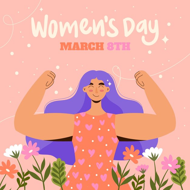 Platte internationale vrouwendag illustratie