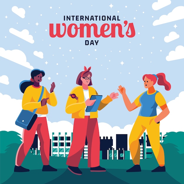 Platte internationale vrouwendag illustratie