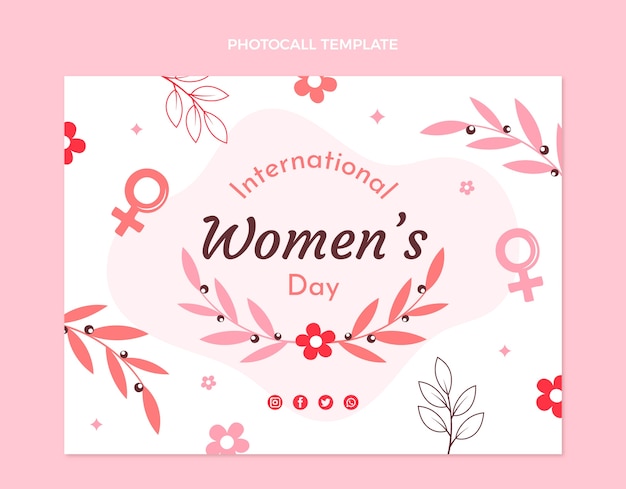 Gratis vector platte internationale vrouwendag photocall-sjabloon