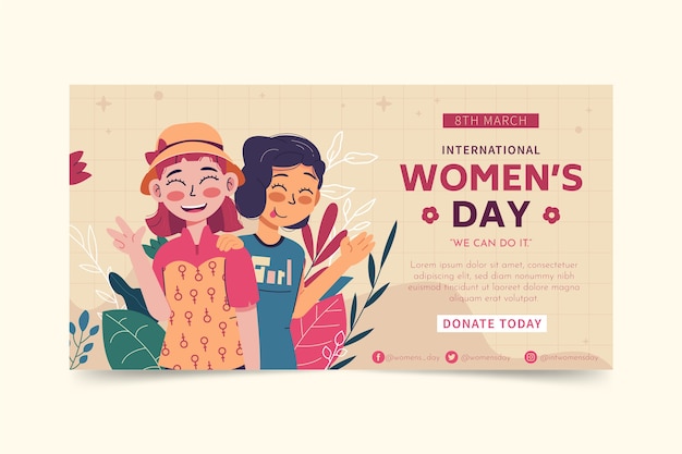 Platte internationale vrouwendag social media postsjabloon
