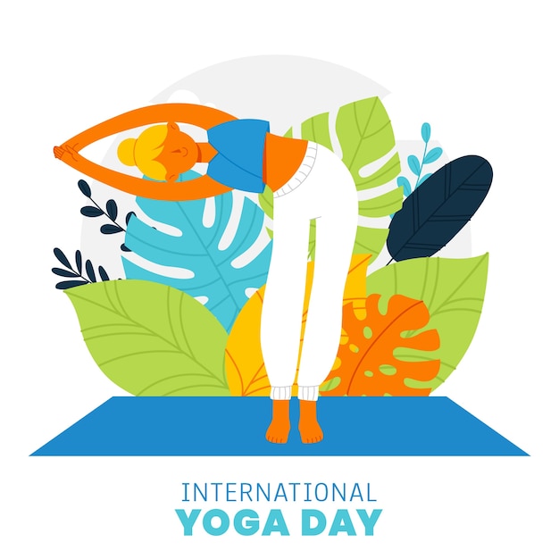 Platte internationale yoga dag illustratie