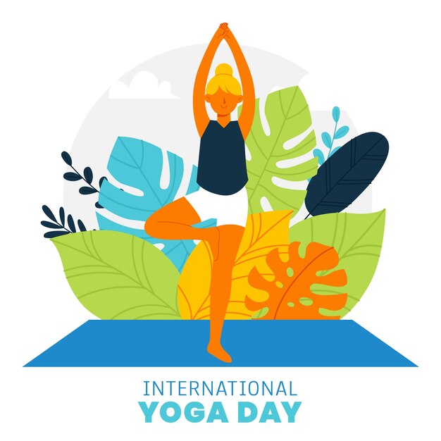 Platte internationale yoga dag illustratie