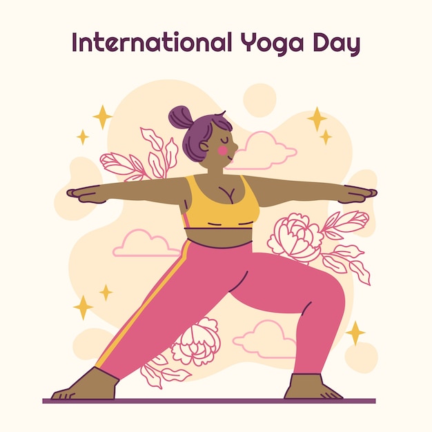 Platte internationale yoga dag illustratie