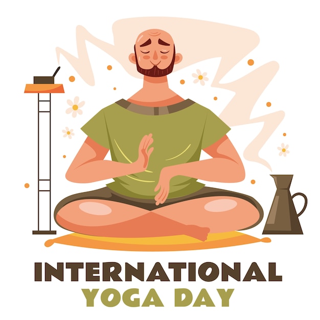 Gratis vector platte internationale yoga dag illustratie