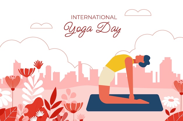 Gratis vector platte internationale yogadag achtergrond