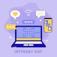 Gratis vector platte internet dag illustratie