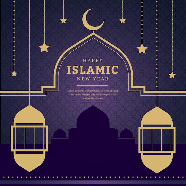 Platte islamitische nieuwjaarsillustratie